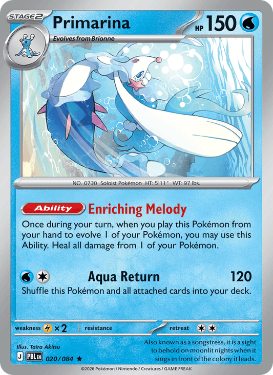 Primarina 020/084 – Pitch Black – Pokémon TCG